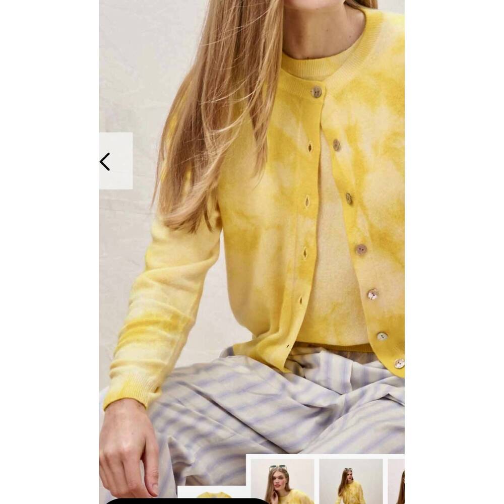 NEW JUMPER1234 batik cardigan in pale yellow primrose